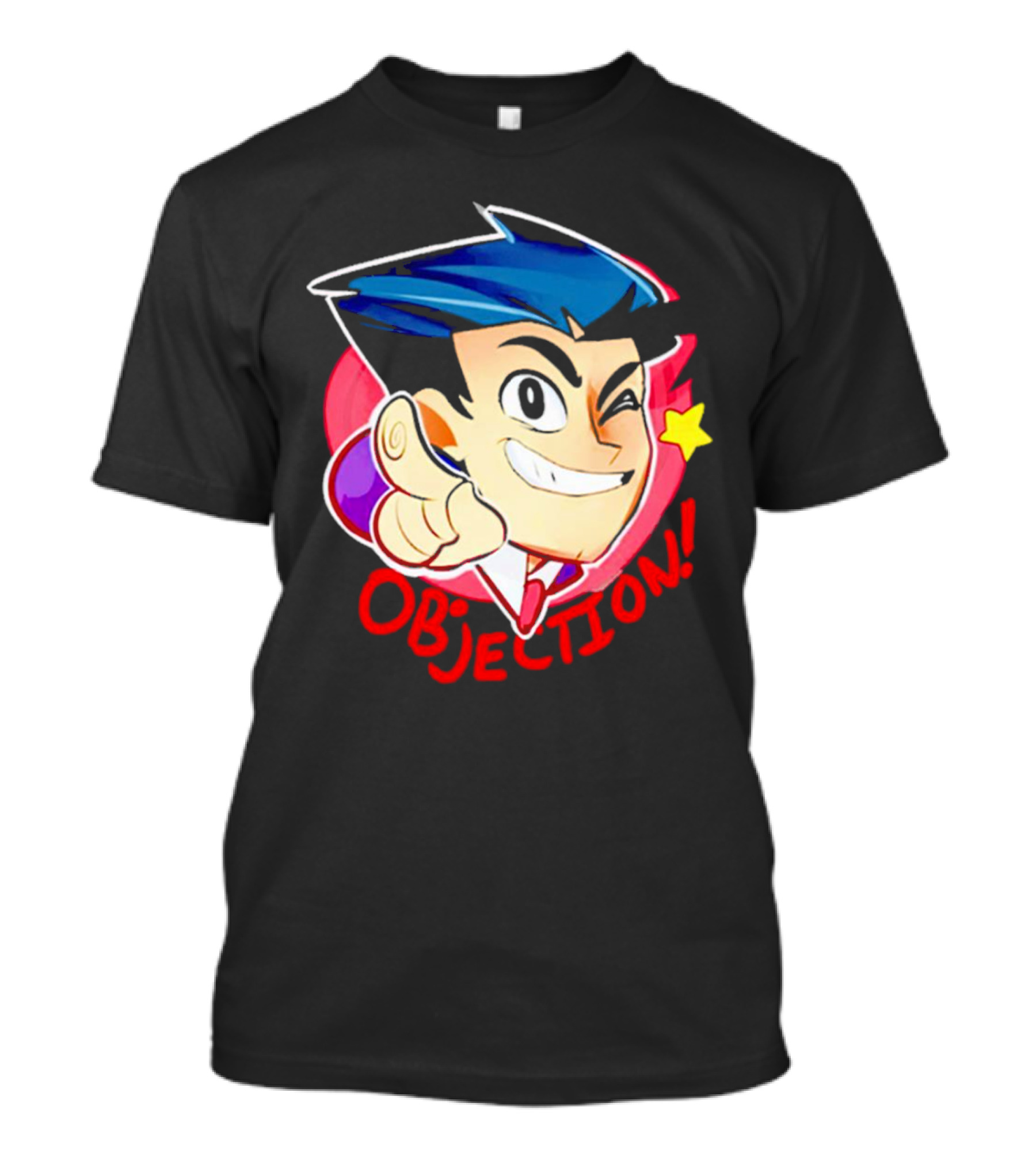Phoenix Wright Ace Attorney Objection Winking Pose T-Shirt