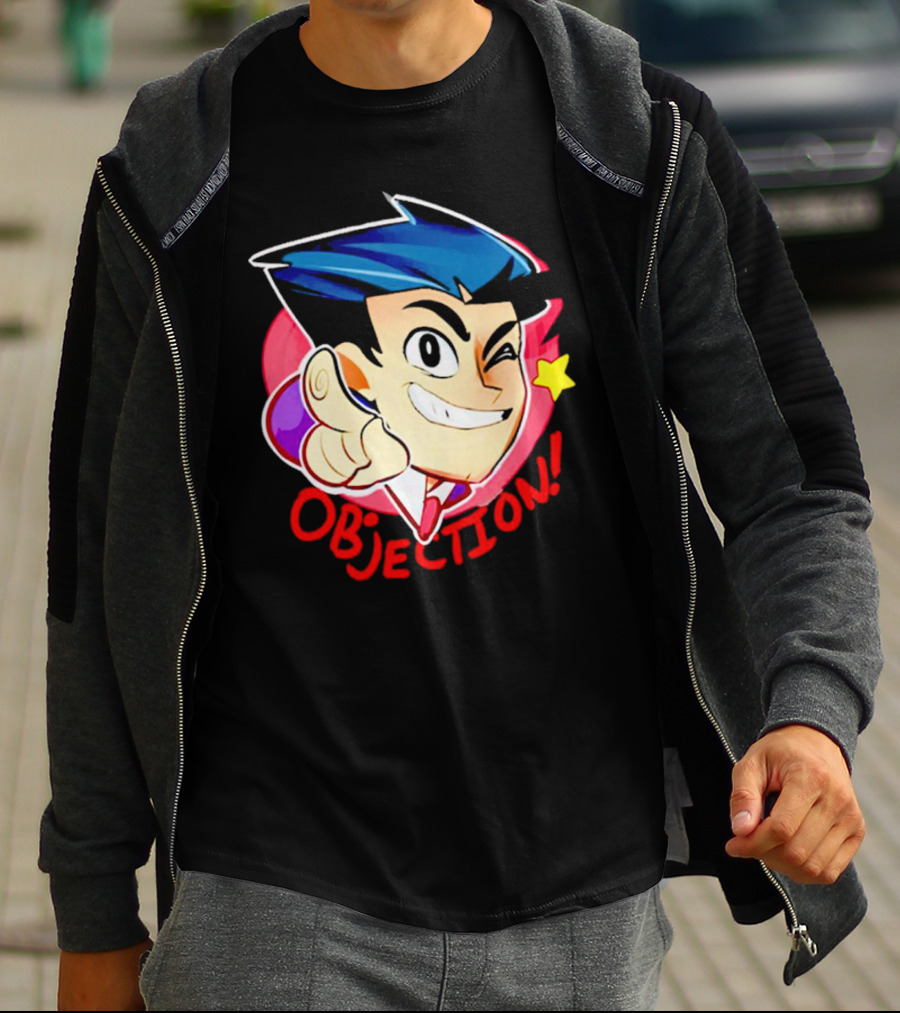 Phoenix Wright Ace Attorney Objection Winking Pose T-Shirt