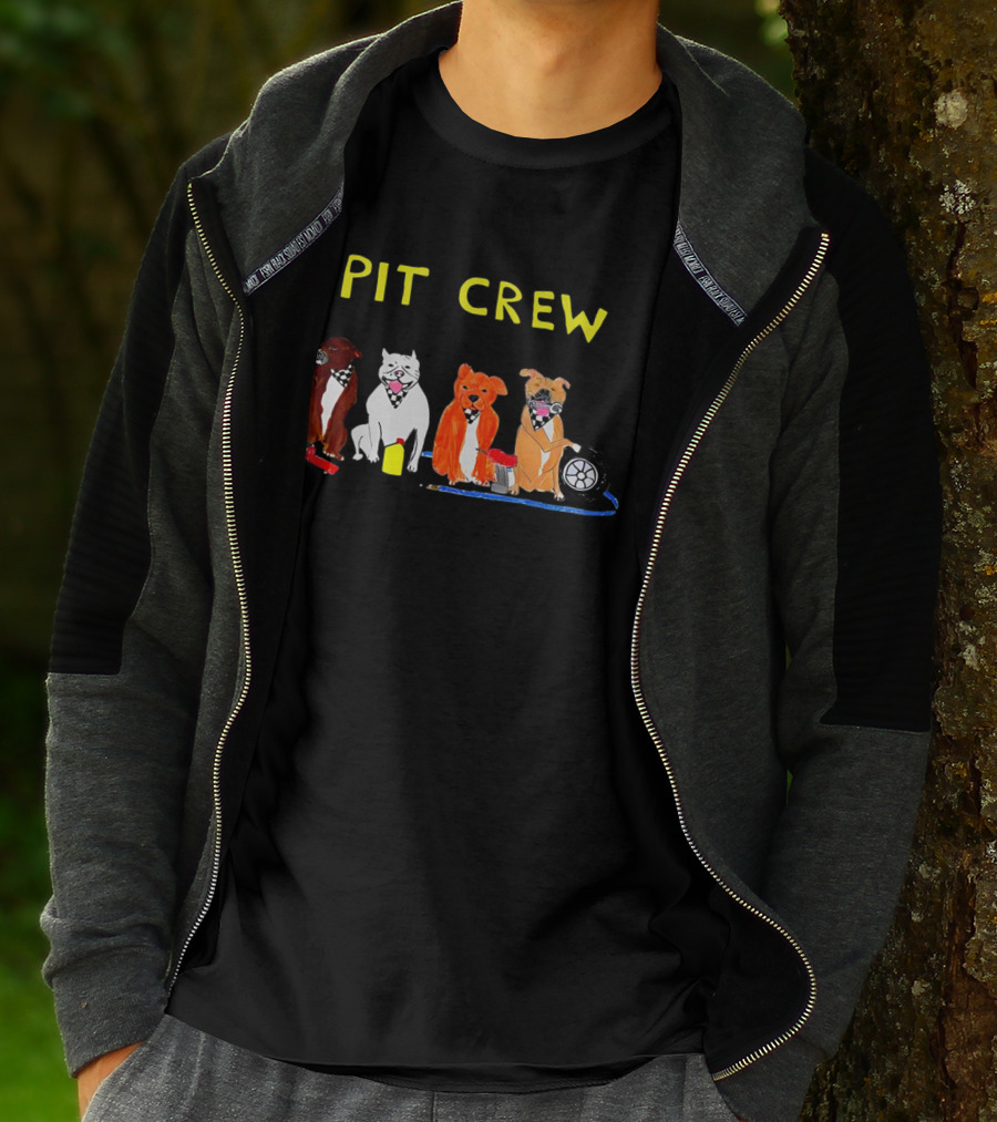 Pit Crew Pitbulls With Racing Equipment T-Shirt