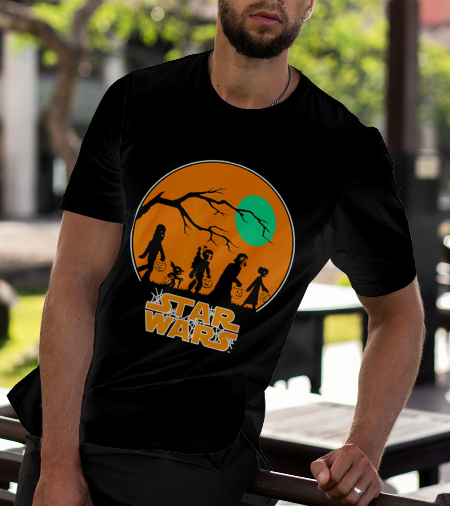 Star Wars Halloween Trick-or-Treating Silhouette Moon T-Shirt
