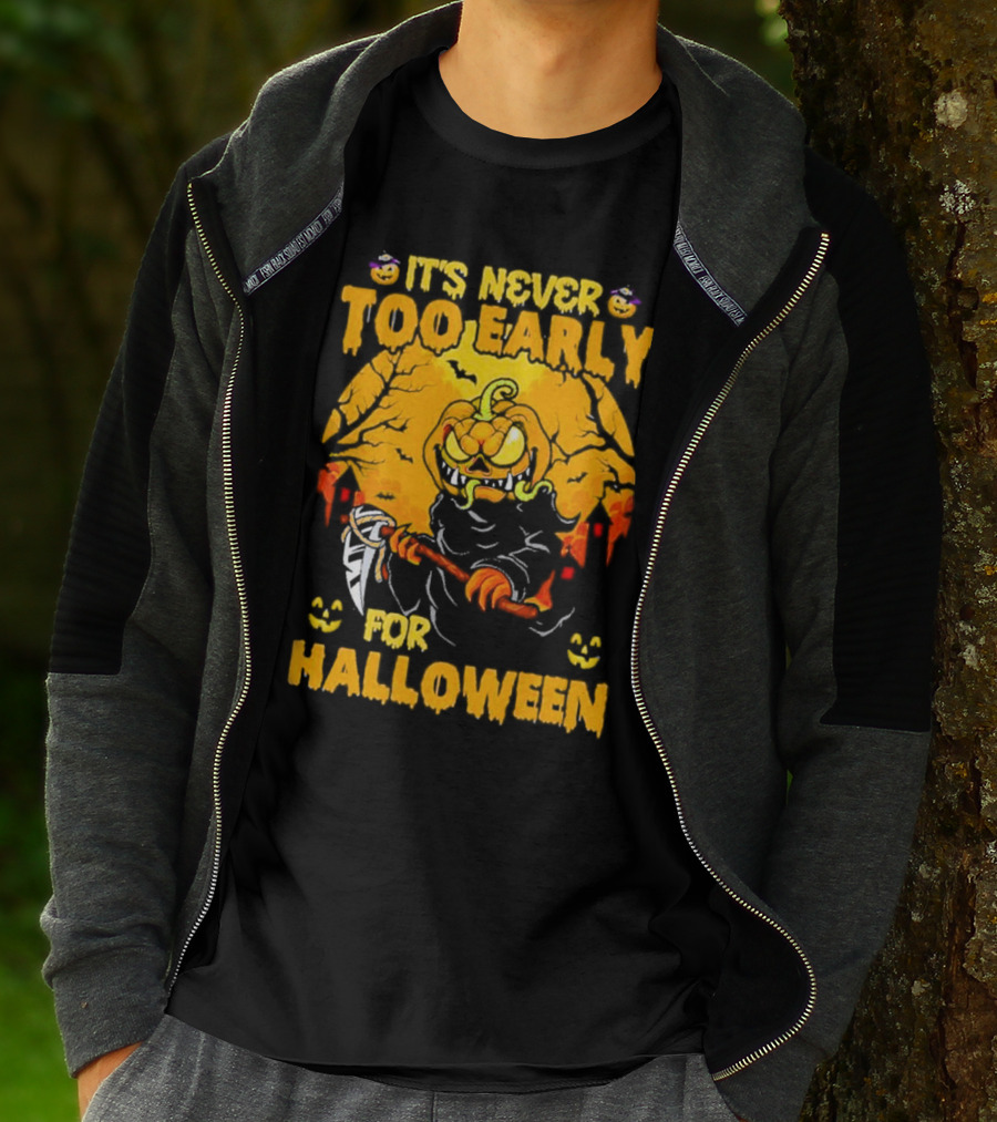 It's Never Too Early For Halloween Pumpkin Reaper Scene T-Shirt
