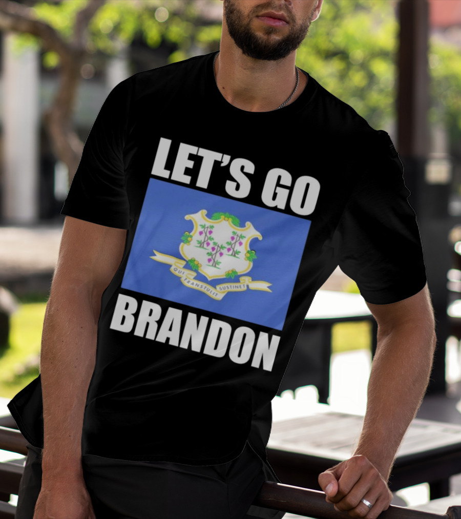 LET'S GO BRANDON Qui Transtulit Sustinet Connecticut Flag T-Shirt