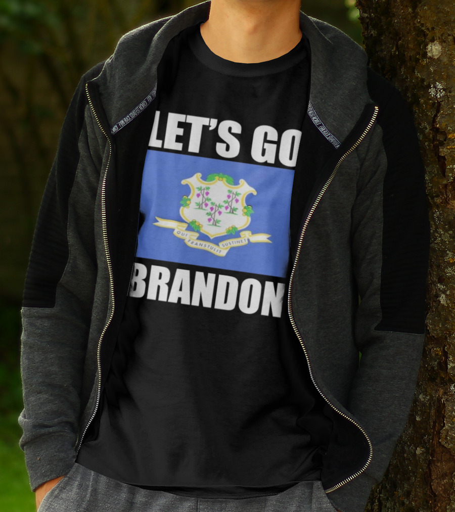 LET'S GO BRANDON Qui Transtulit Sustinet Connecticut Flag T-Shirt