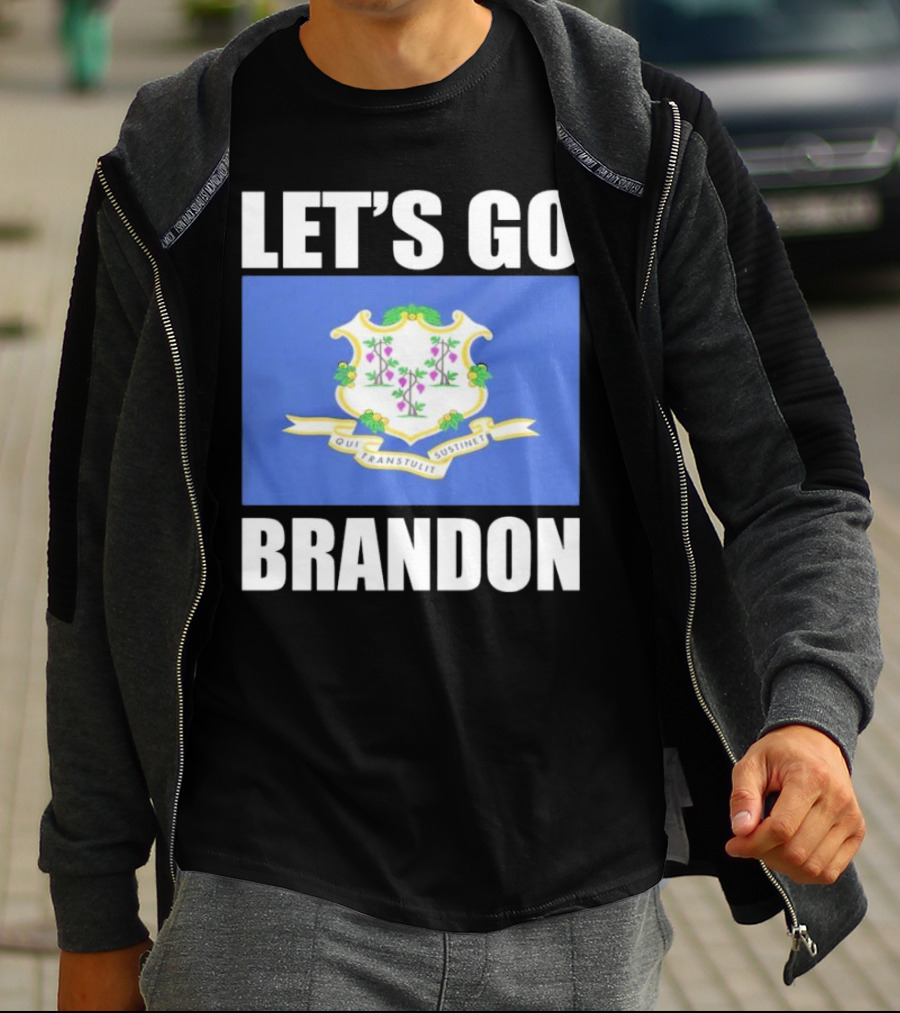 LET'S GO BRANDON Qui Transtulit Sustinet Connecticut Flag T-Shirt