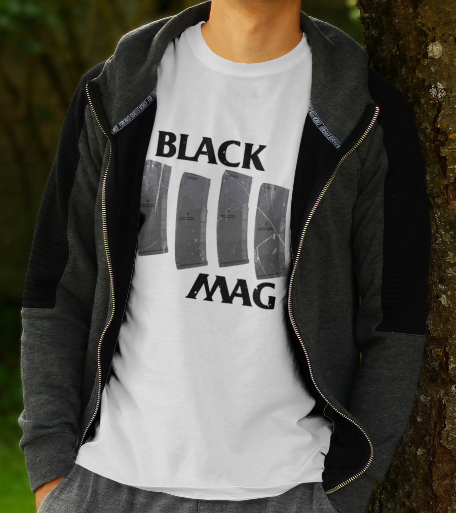 BLACK MAG Scratched And Weathered Magazines T-Shirt