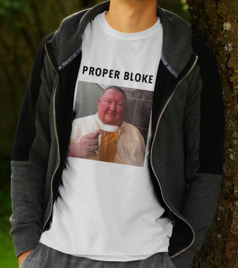 Proper Bloke Holding Beer With Contented Expression T-Shirt