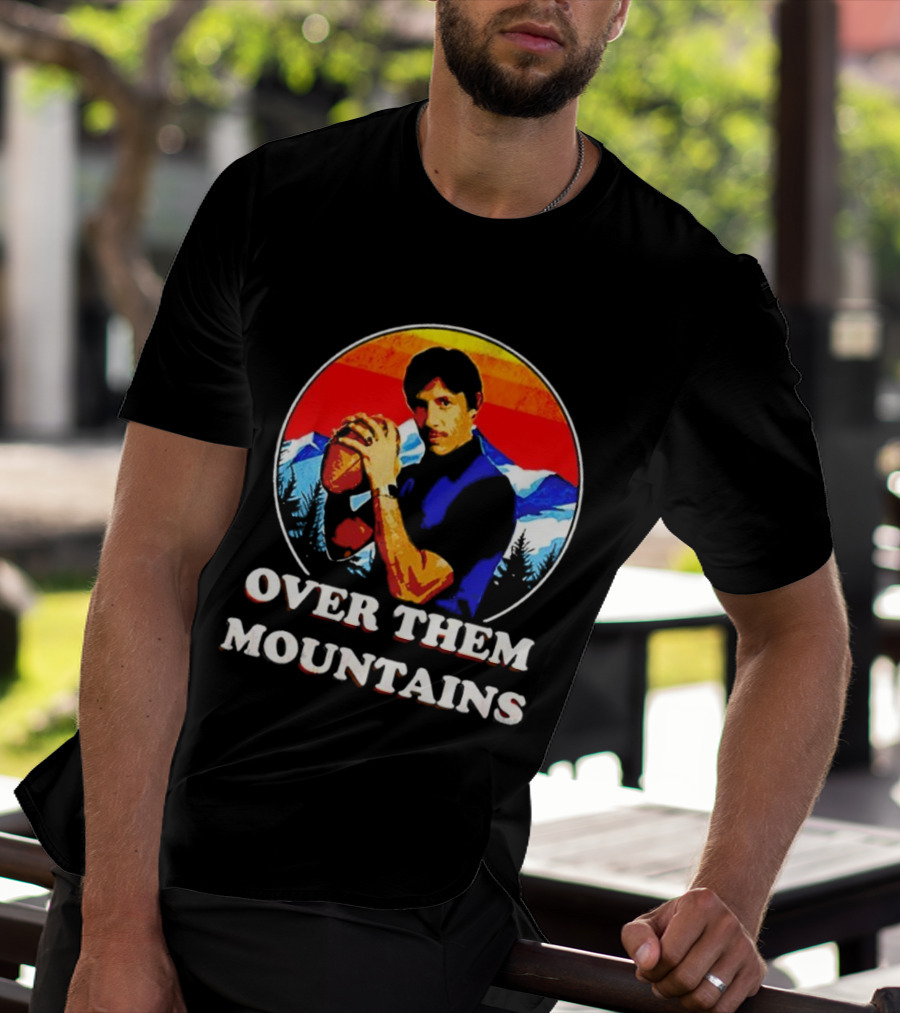 Uncle Rico Over Them Mountains Vintage Retro Football Scene T-Shirt