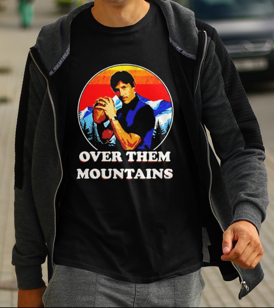 Uncle Rico Over Them Mountains Vintage Retro Football Scene T-Shirt