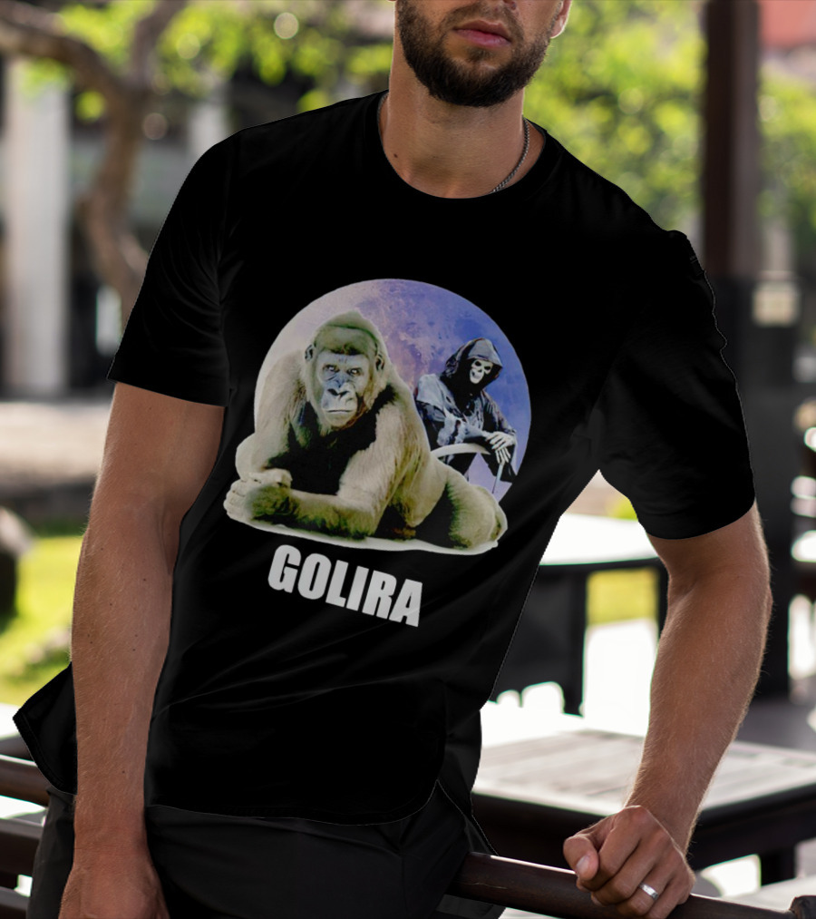 Gorilla With Grim Reaper In Cosmic Golira Scene T-Shirt