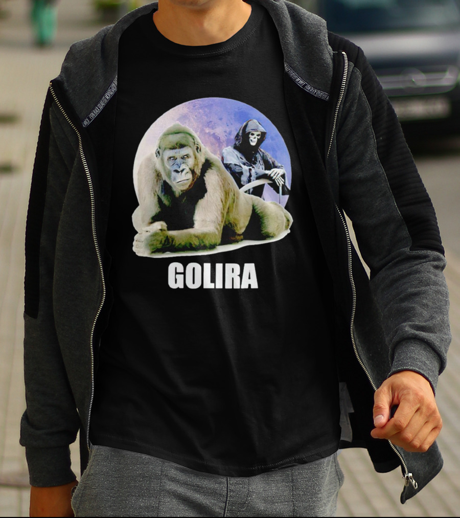 Gorilla With Grim Reaper In Cosmic Golira Scene T-Shirt