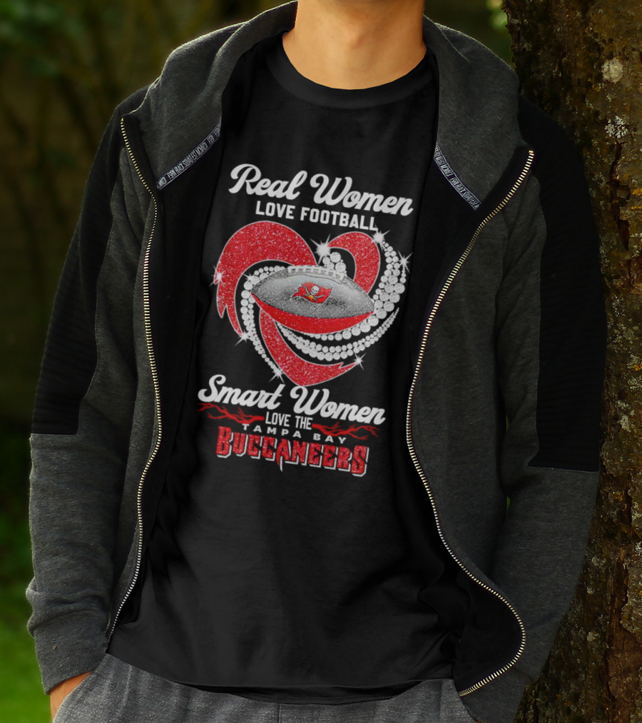 Real Women Love Football Smart Women Love The Tampa Bay Buccaneers Football Heart T-Shirt