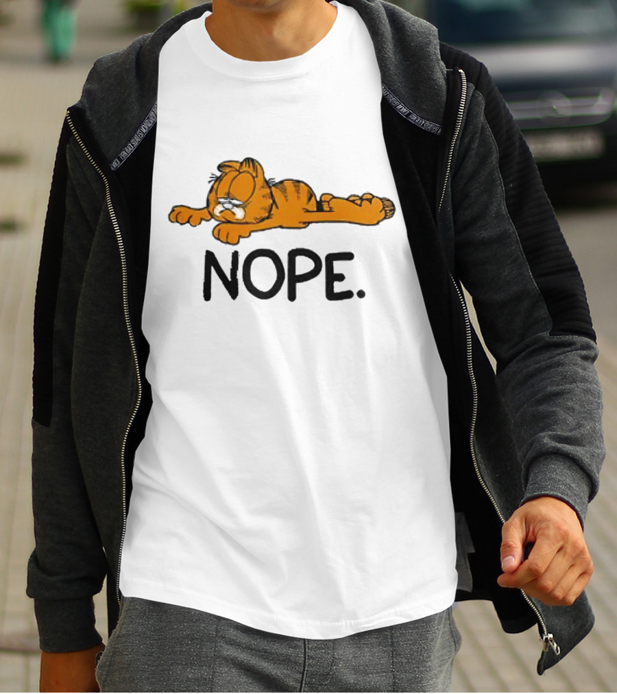 Garfield Sad Nope Classic Comic Lazy Mood T-Shirt