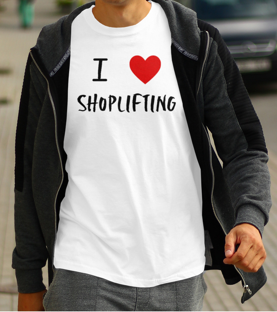 I Love Shoplifting Heart T-Shirt