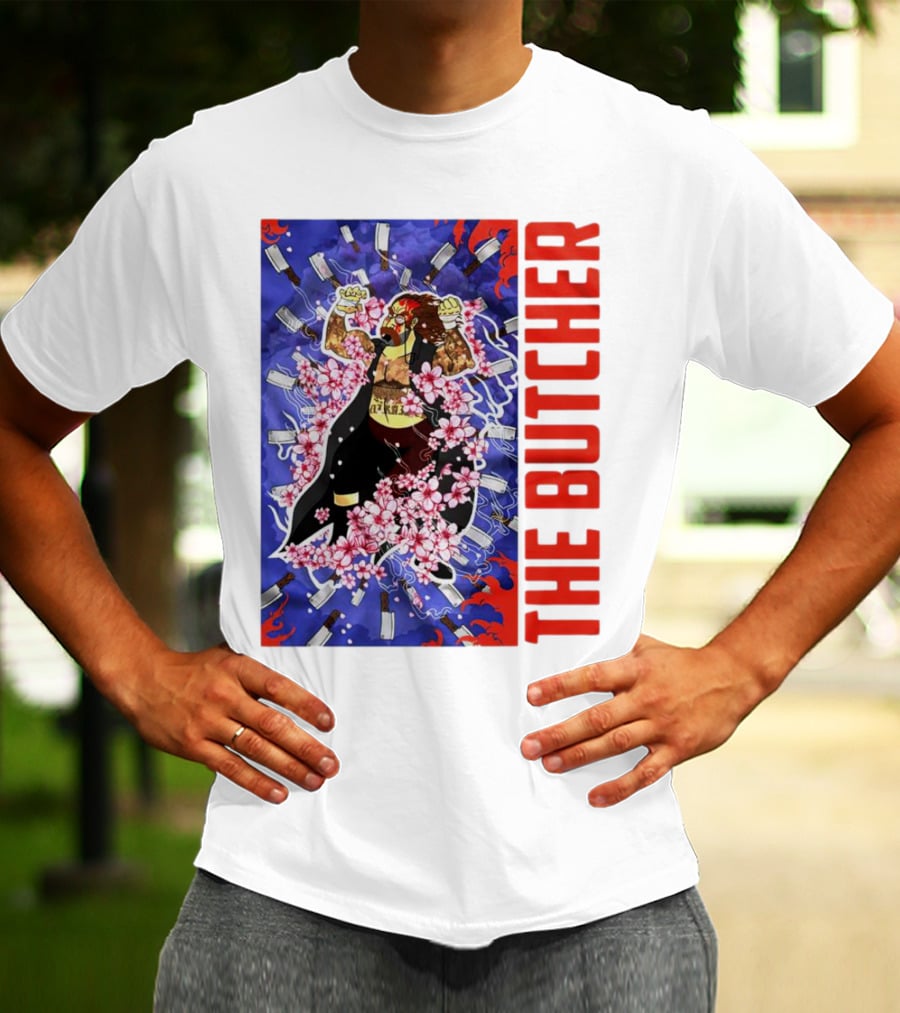 THE BUTCHER Cherry Blossom Blades Power Stance T-Shirt