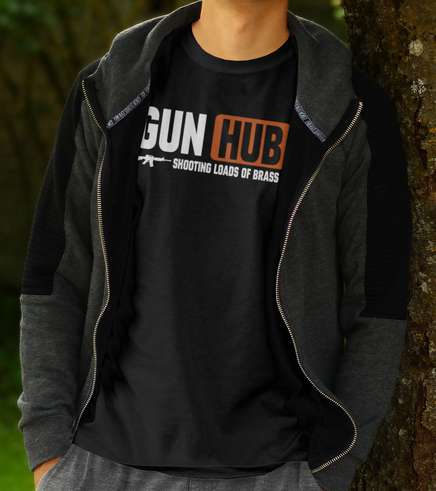 GUN HUB Shooting Loads Of Brass With Rifle T-Shirt