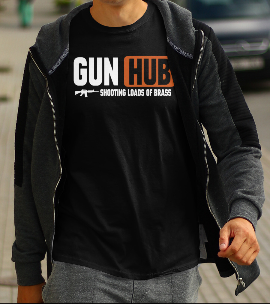 GUN HUB Shooting Loads Of Brass With Rifle T-Shirt