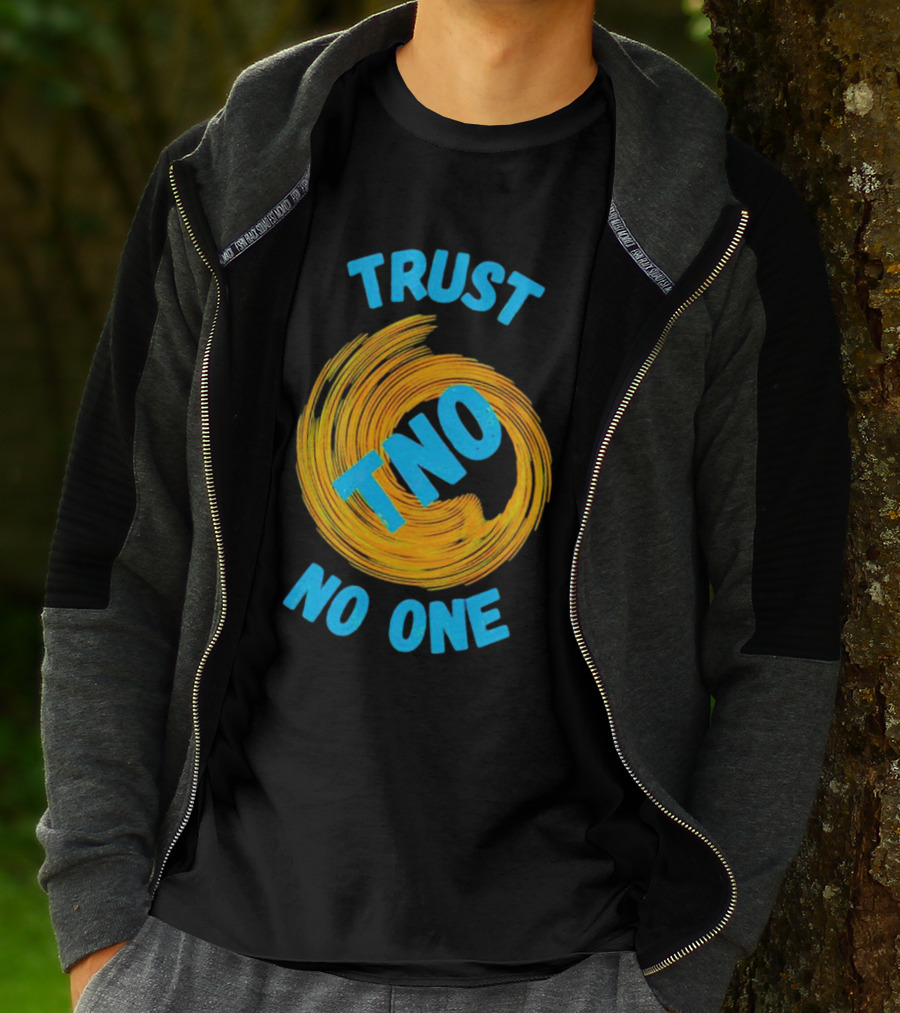 Trust No One TNO Be Careful Abstract Spiral T-Shirt