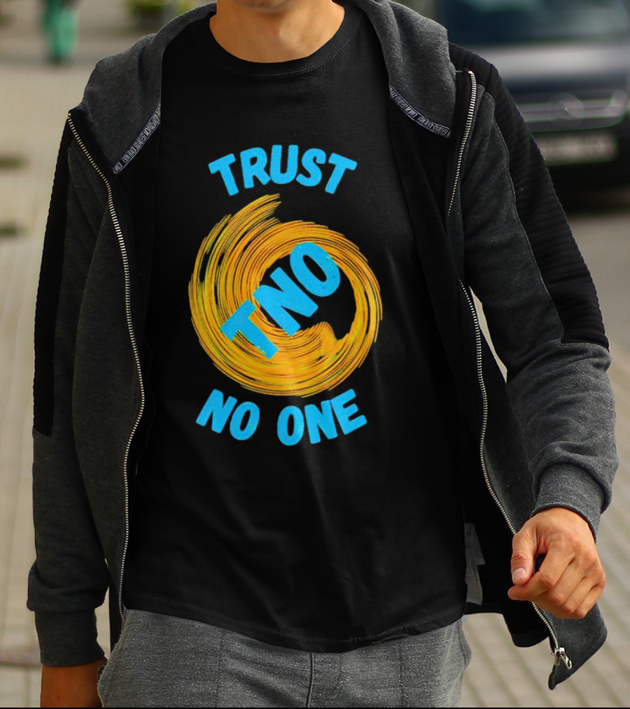 Trust No One TNO Be Careful Abstract Spiral T-Shirt