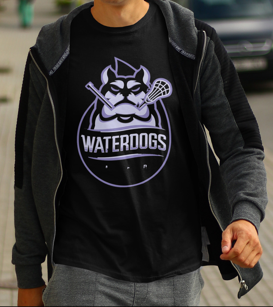 Waterdogs Lacrosse Club Logo Bulldog Lacrosse Sticks Emblem T-Shirt