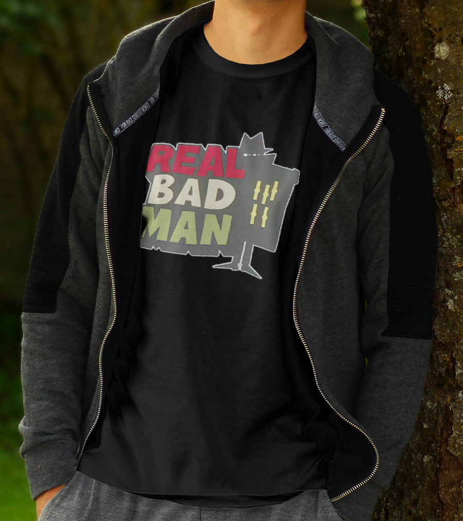 Real Bad Man With Iconic Silhouette And Stripes T-Shirt