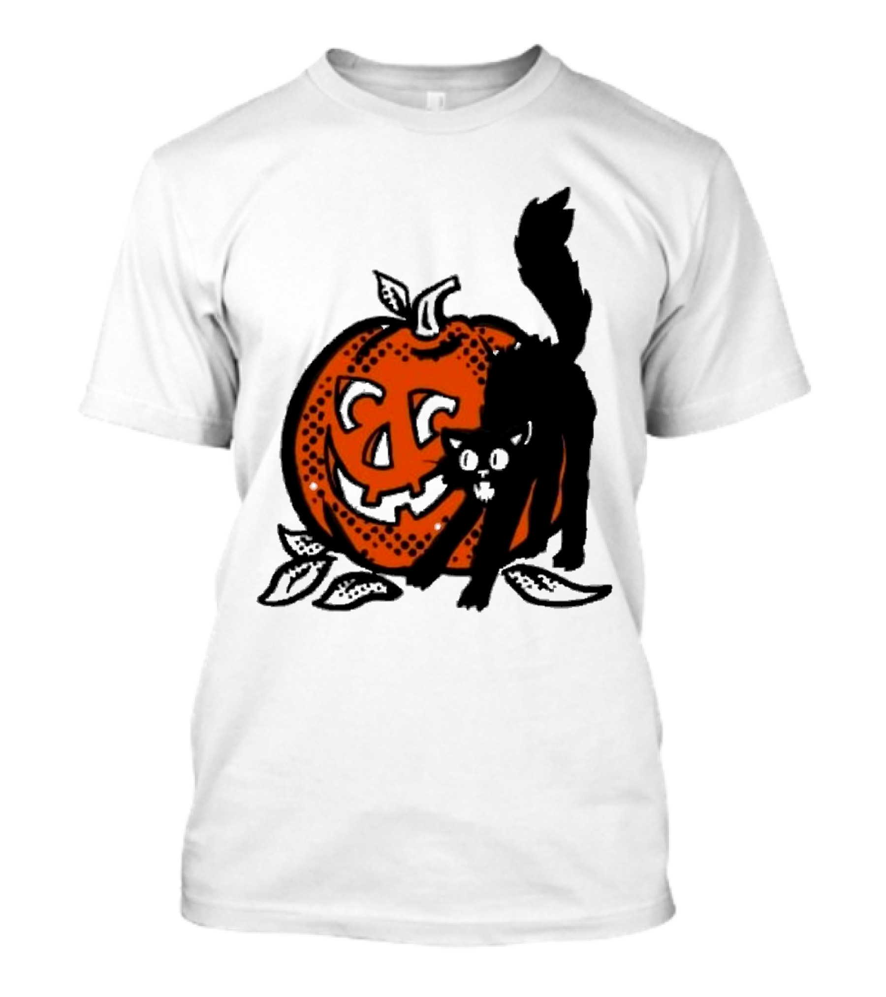 Vintage Halloween Pumpkin And Black Cat T-Shirt