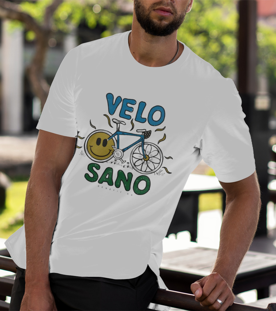 VELO SANO Yellow Smile Bike Sun Motif T-Shirt