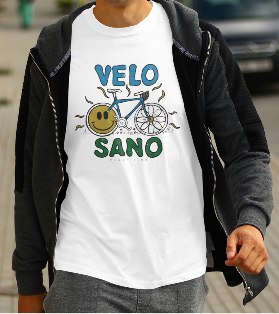 VELO SANO Yellow Smile Bike Sun Motif T-Shirt