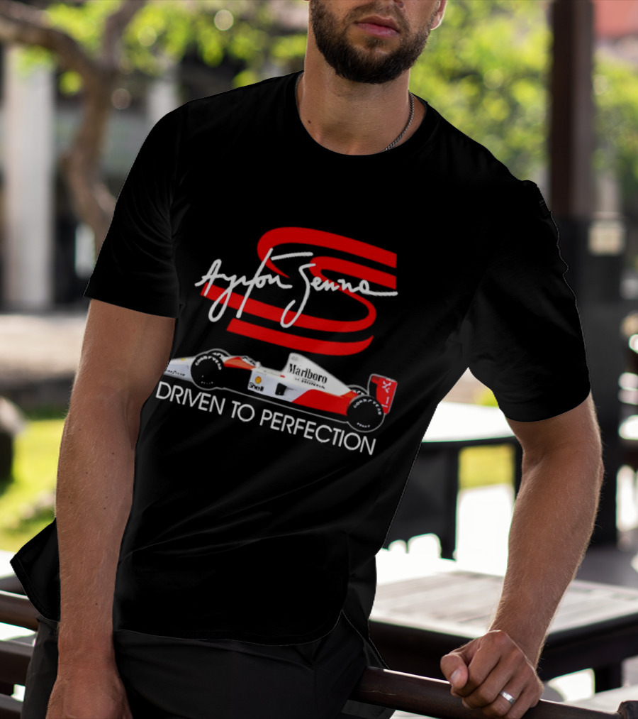Ayrton Senna Driven To Perfection Marlboro Racing Car T-Shirt
