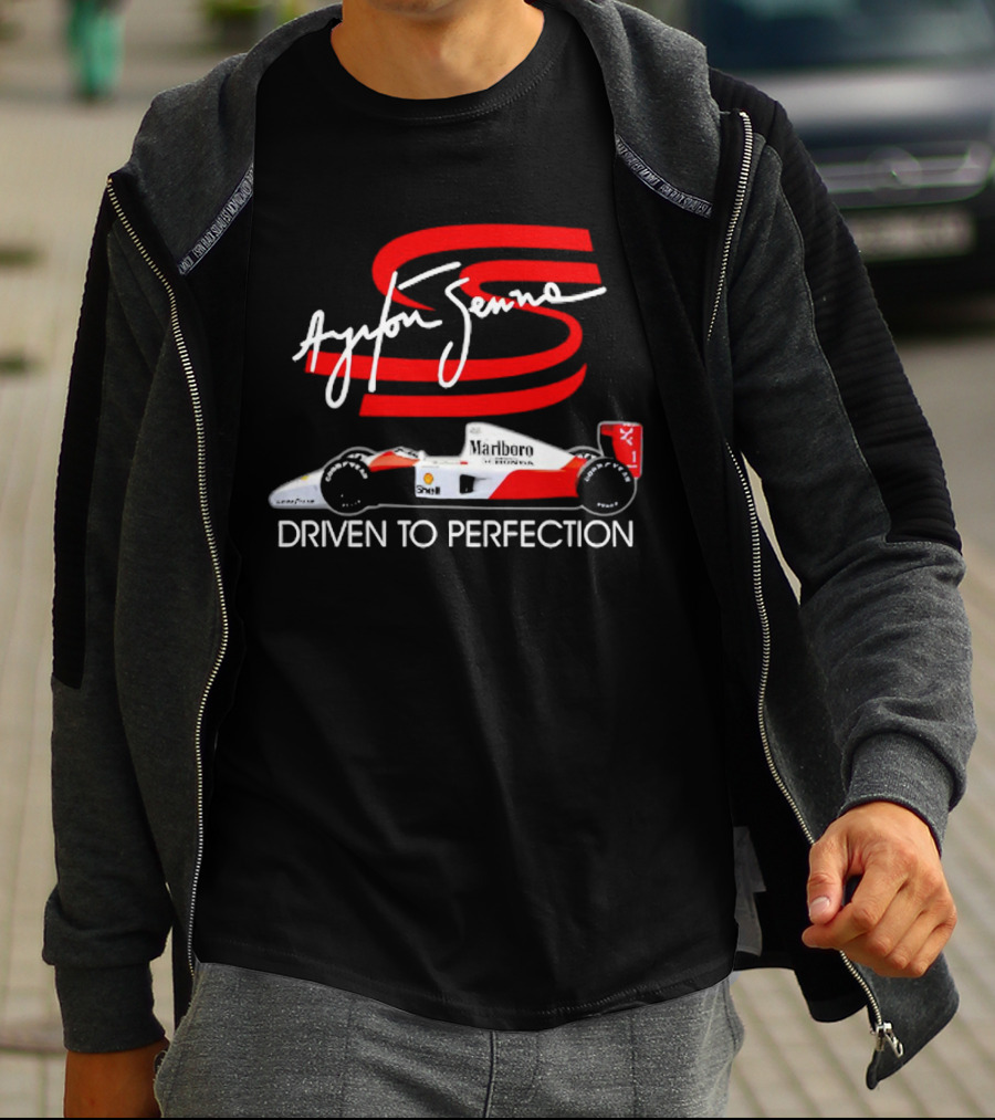 Ayrton Senna Driven To Perfection Marlboro Racing Car T-Shirt