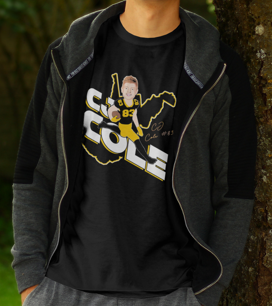 CJ Cole #83 West Virginia Football Player Caricature Signature T-Shirt