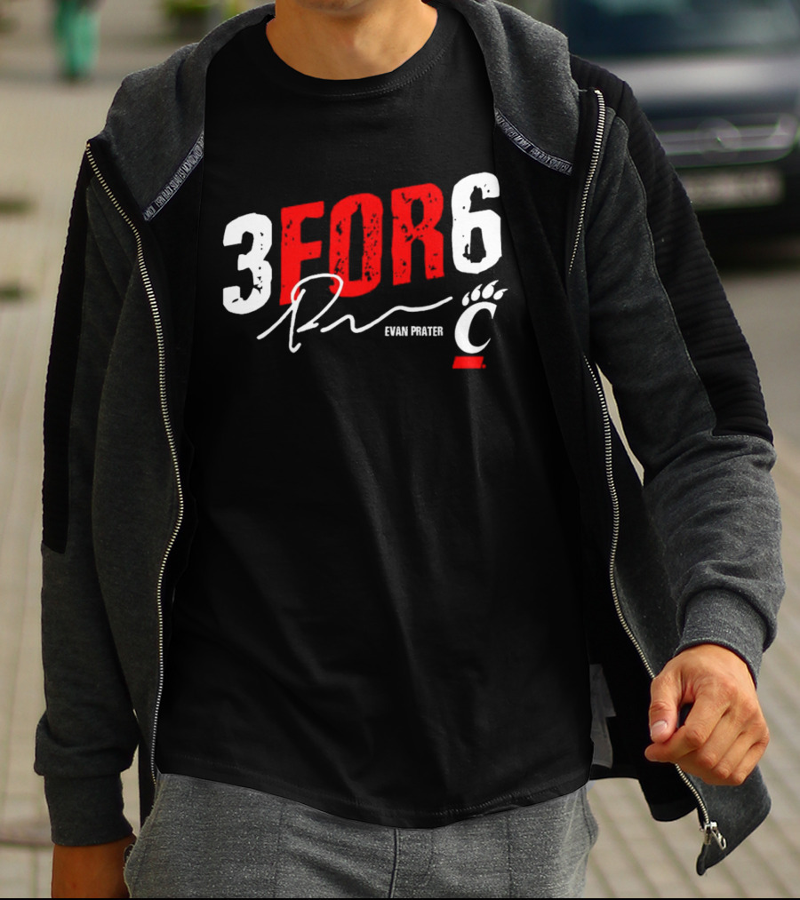 Evan Prater 3 For 6 Cincinnati Bearcats Signature T-Shirt