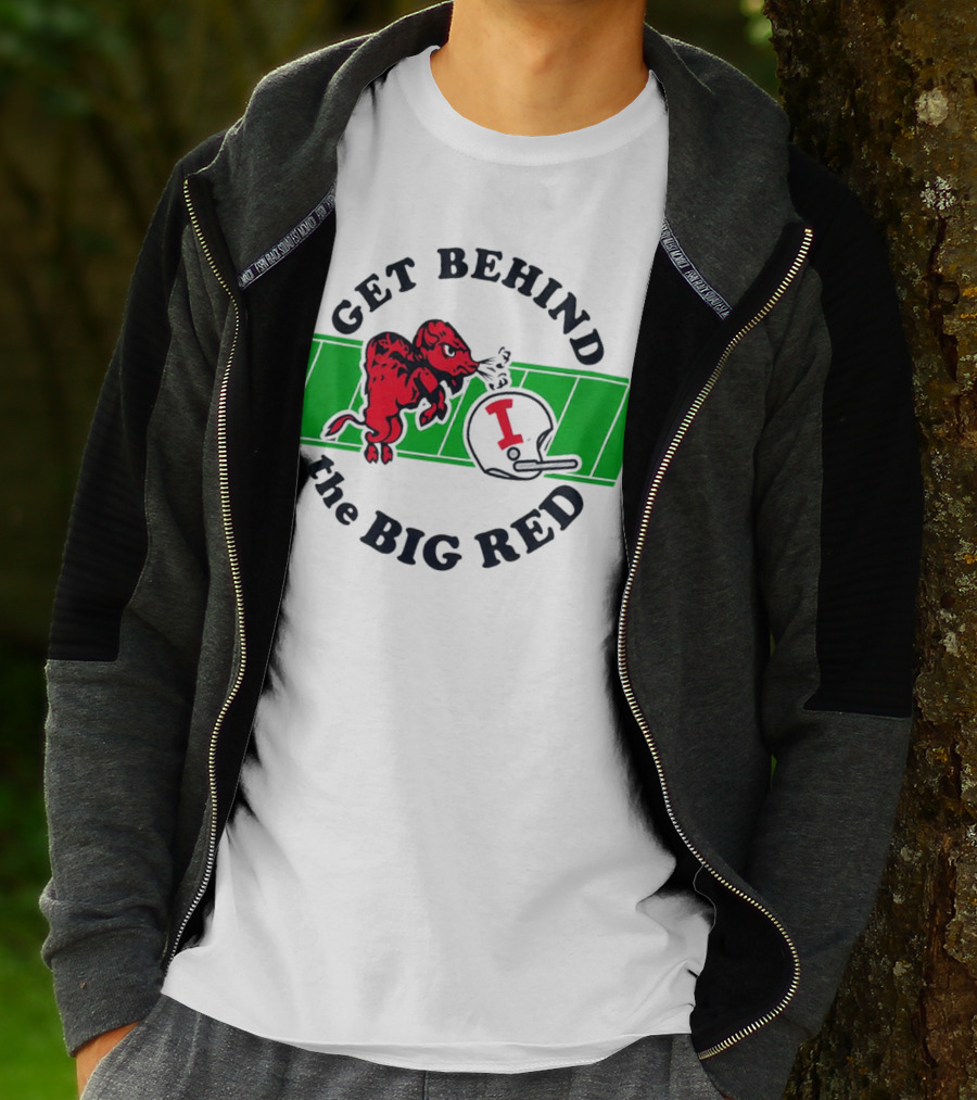 Get Behind The Big Red Indiana Hoosiers Football Helmet And Dog T-Shirt