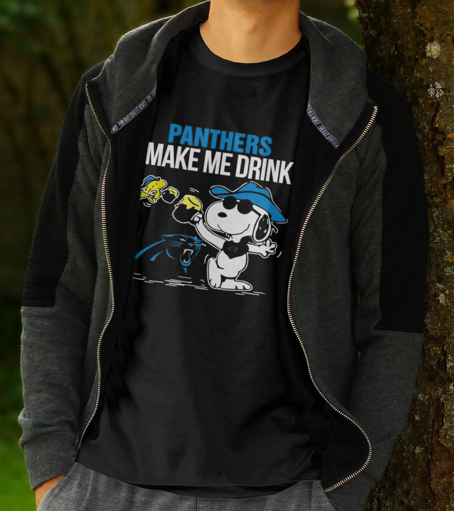 Panthers Make Me Drink Snoopy Iconic Football Fun T-Shirt