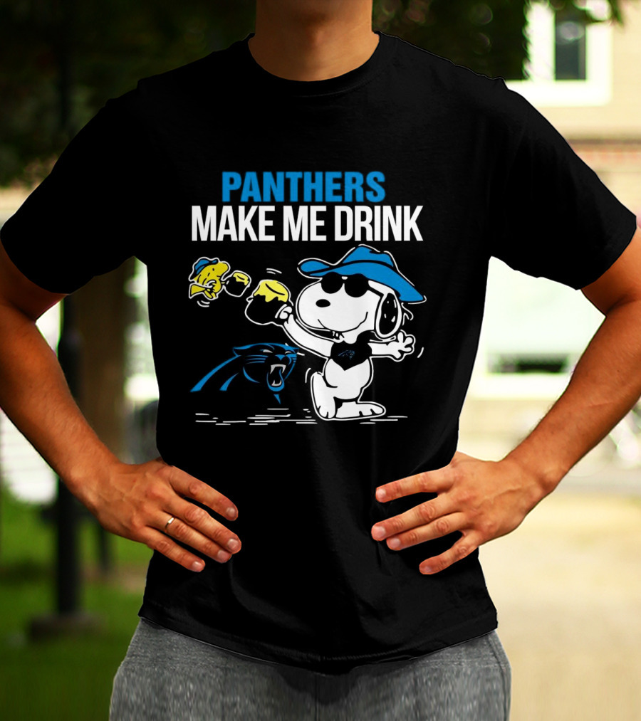 Panthers Make Me Drink Snoopy Iconic Football Fun T-Shirt