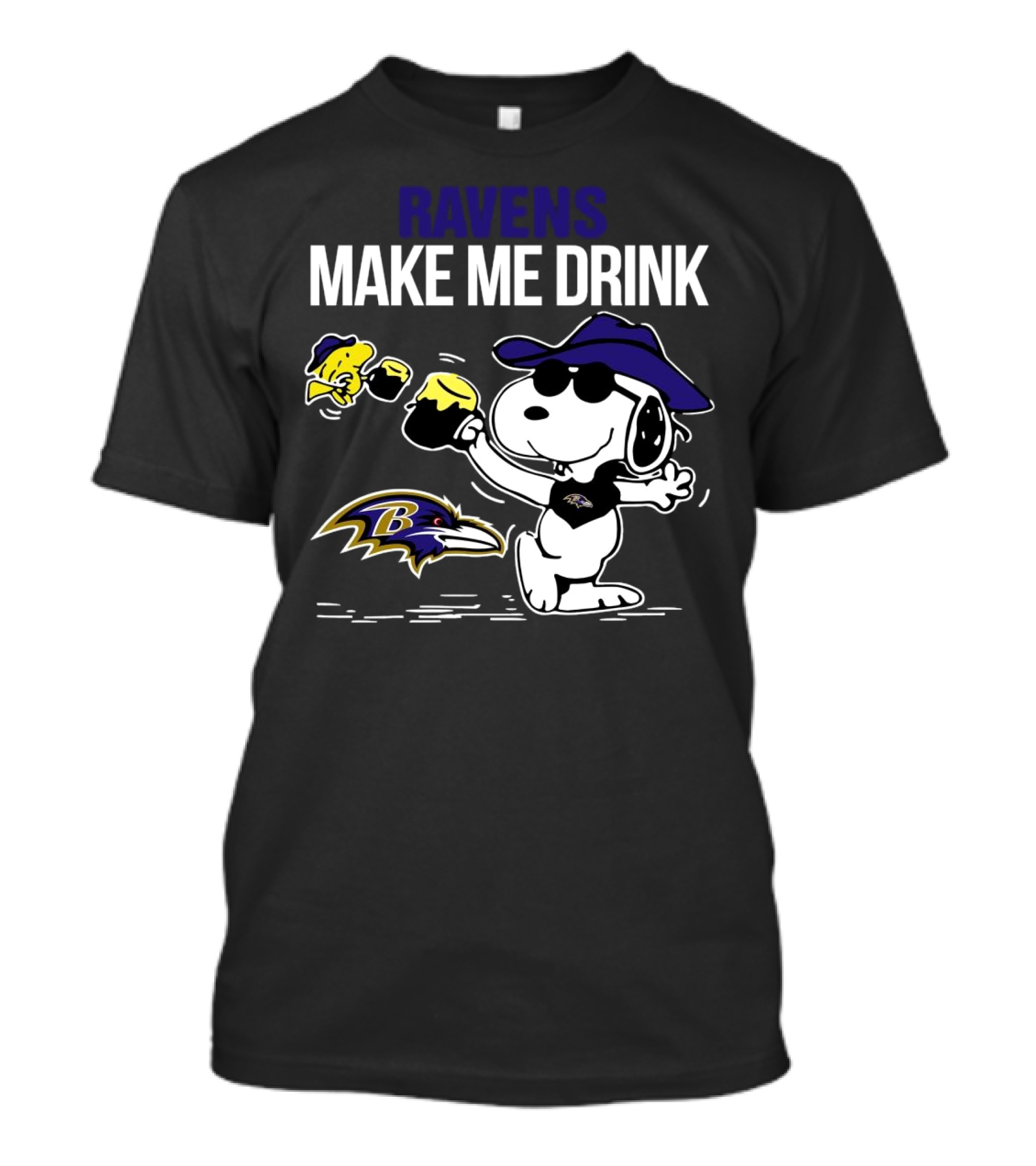 Ravens Make Me Drink Snoopy Baltimore Football Fan T-Shirt