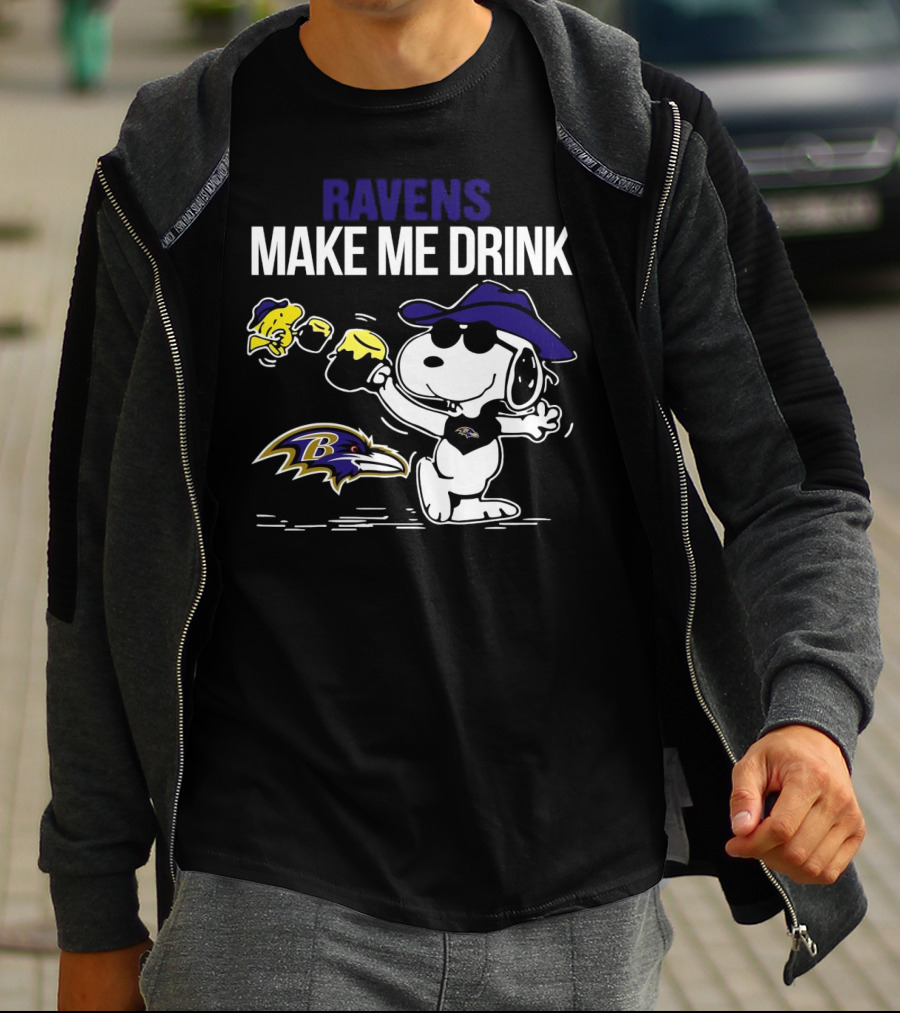 Ravens Make Me Drink Snoopy Baltimore Football Fan T-Shirt