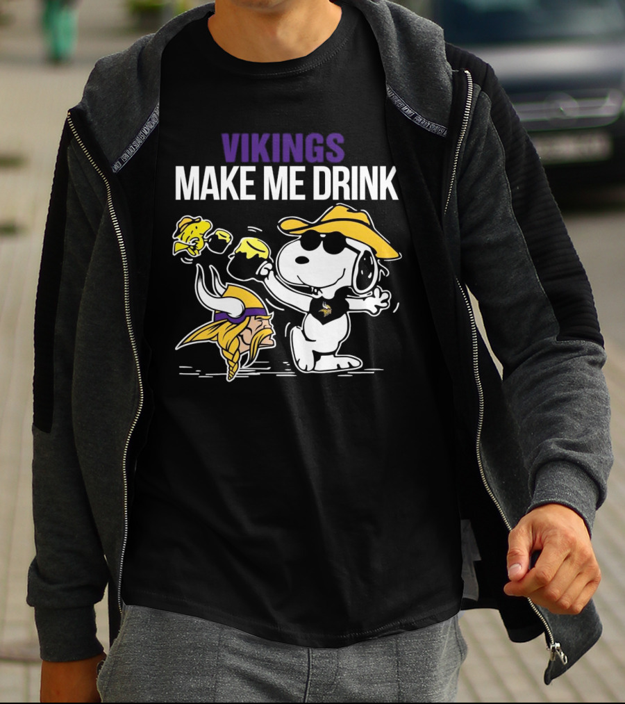 Vikings Snoopy Make Me Drink Fun T-Shirt