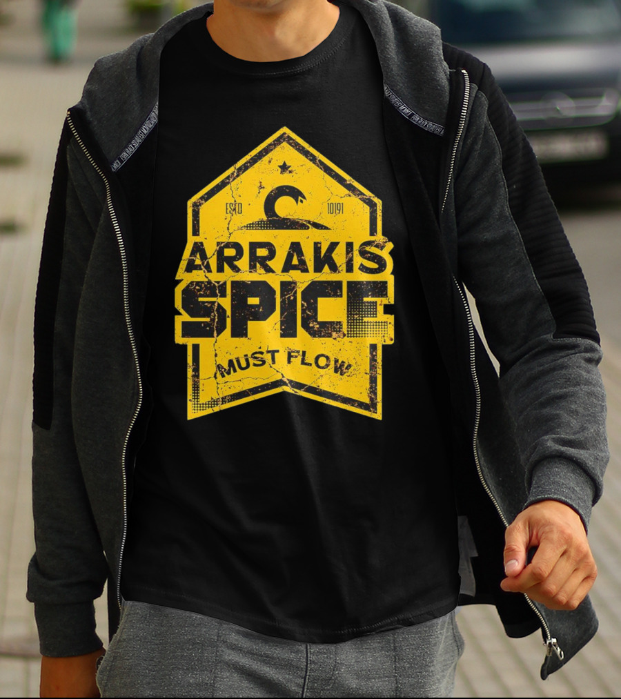 Arrakis Spice Must Flow Vintage 10191 Logo Badge T-Shirt
