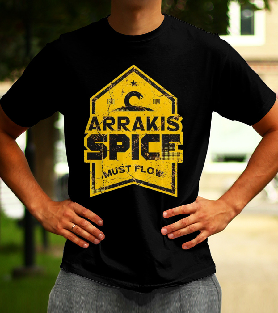 Arrakis Spice Must Flow Vintage 10191 Logo Badge T-Shirt