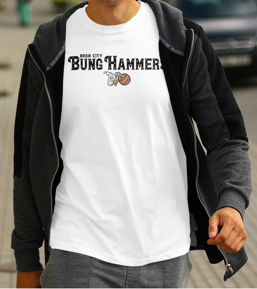 Beer City Bung Hammers Mug And Barrel T-Shirt