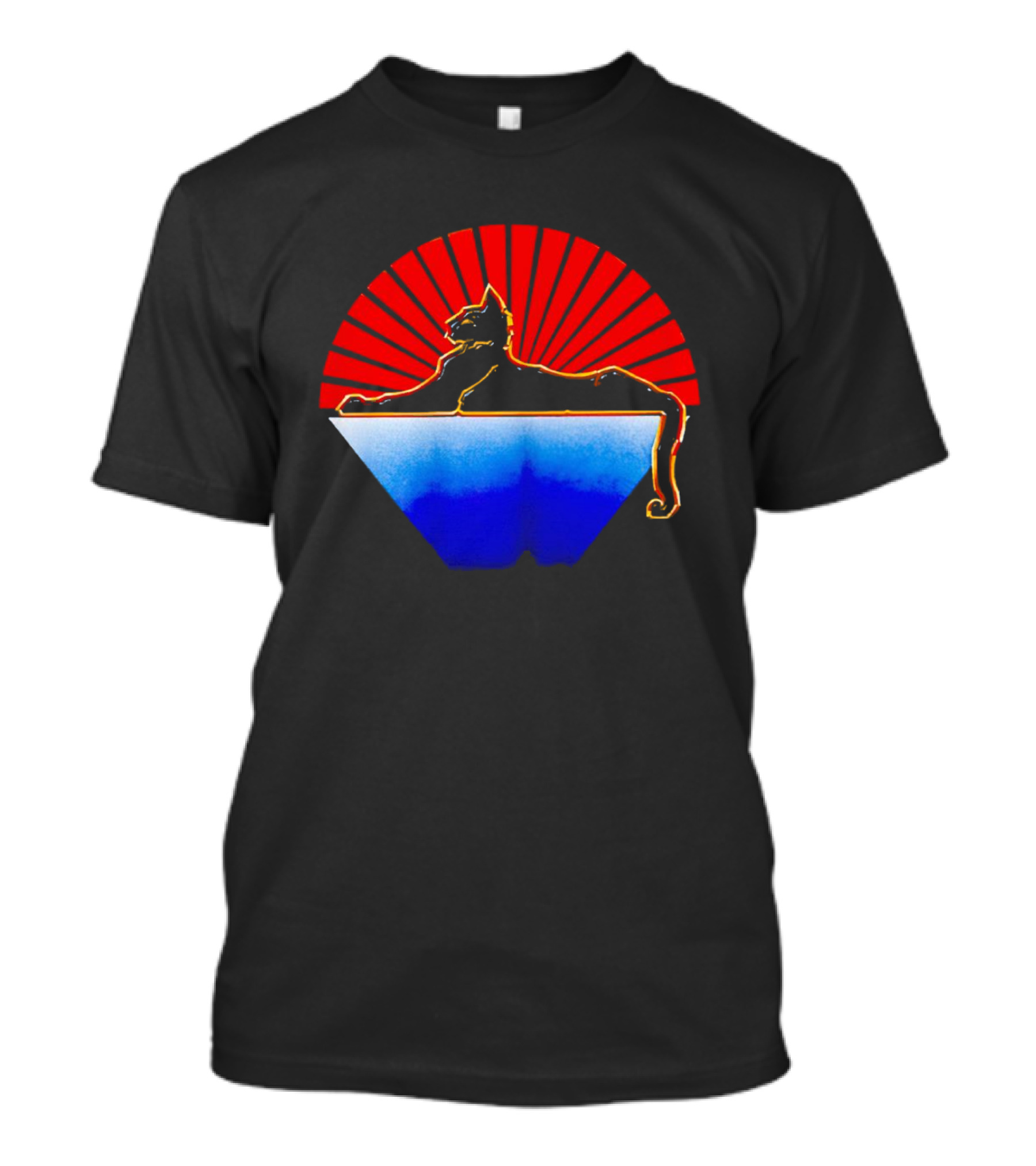 Cats Under The Stars Sphinx With Rising Sun And Tricolor Pyramid T-Shirt