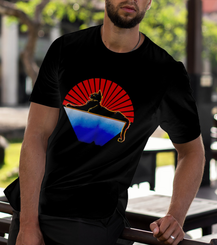 Cats Under The Stars Sphinx With Rising Sun And Tricolor Pyramid T-Shirt