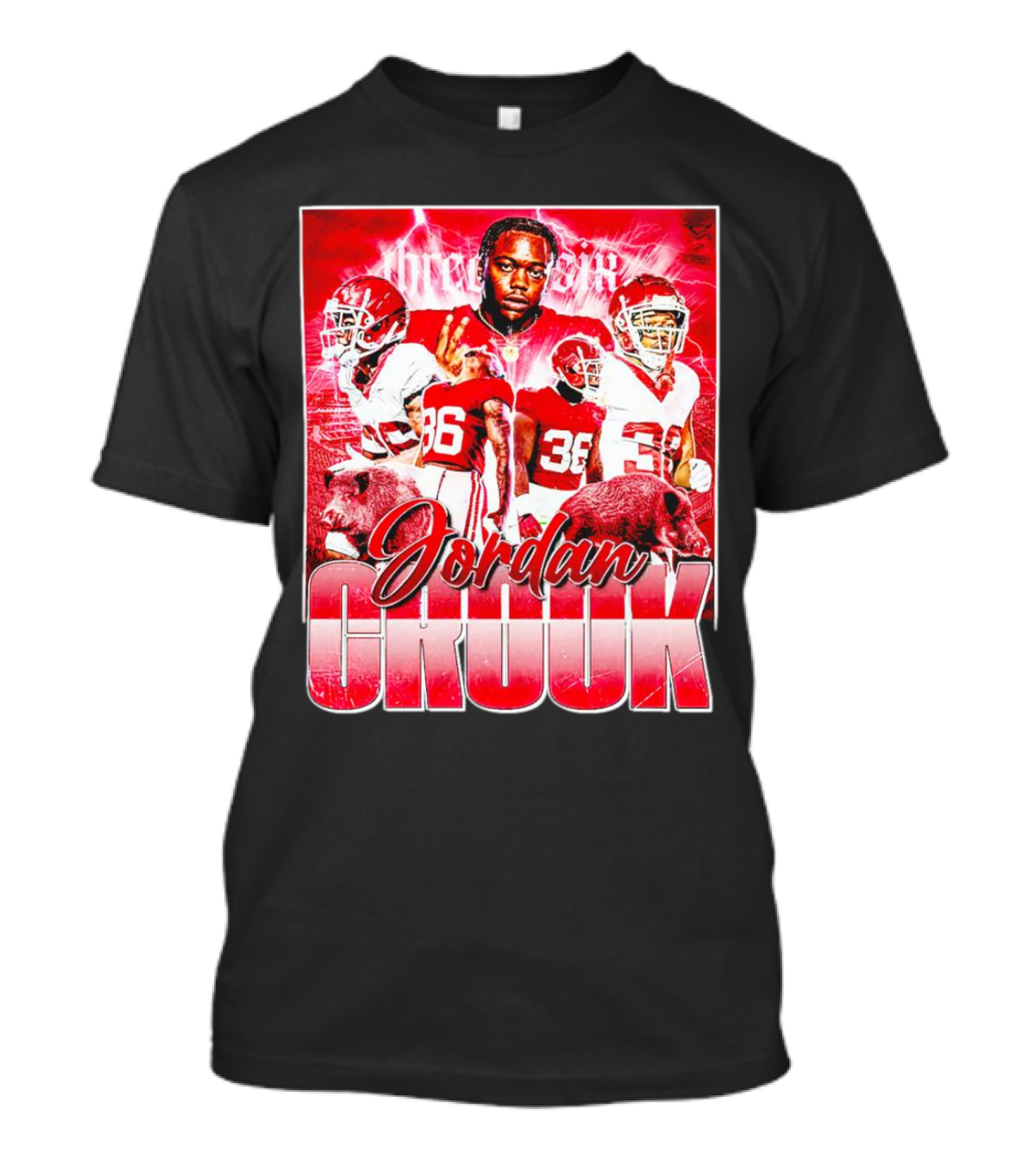Jordan Crook Arkansas Razorbacks Football Vintage Collage T-Shirt