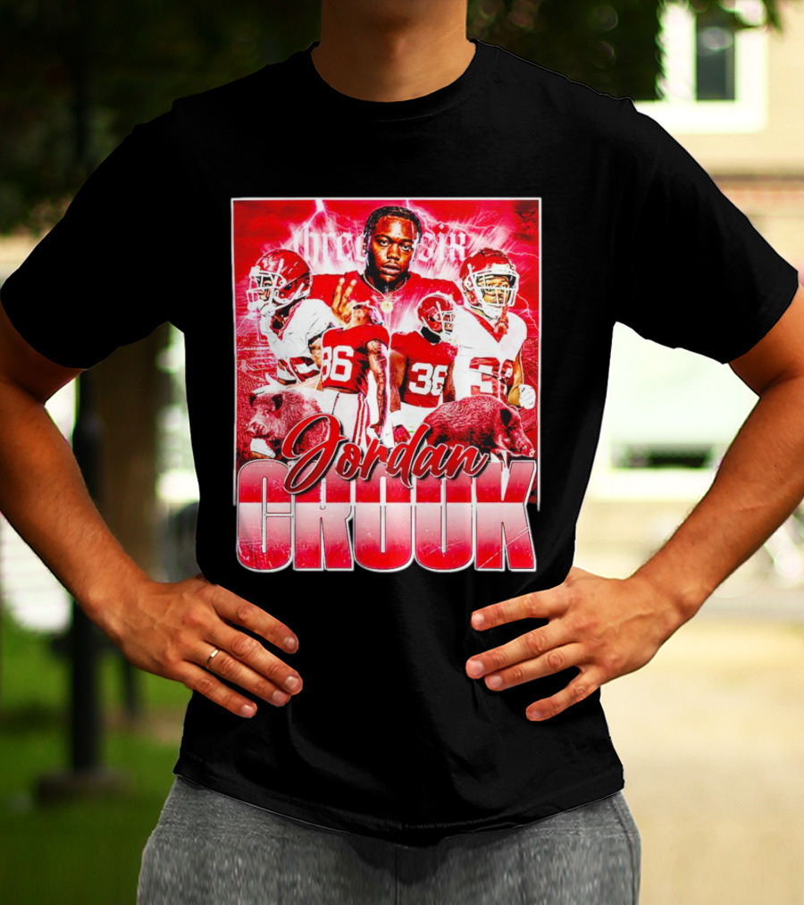 Jordan Crook Arkansas Razorbacks Football Vintage Collage T-Shirt