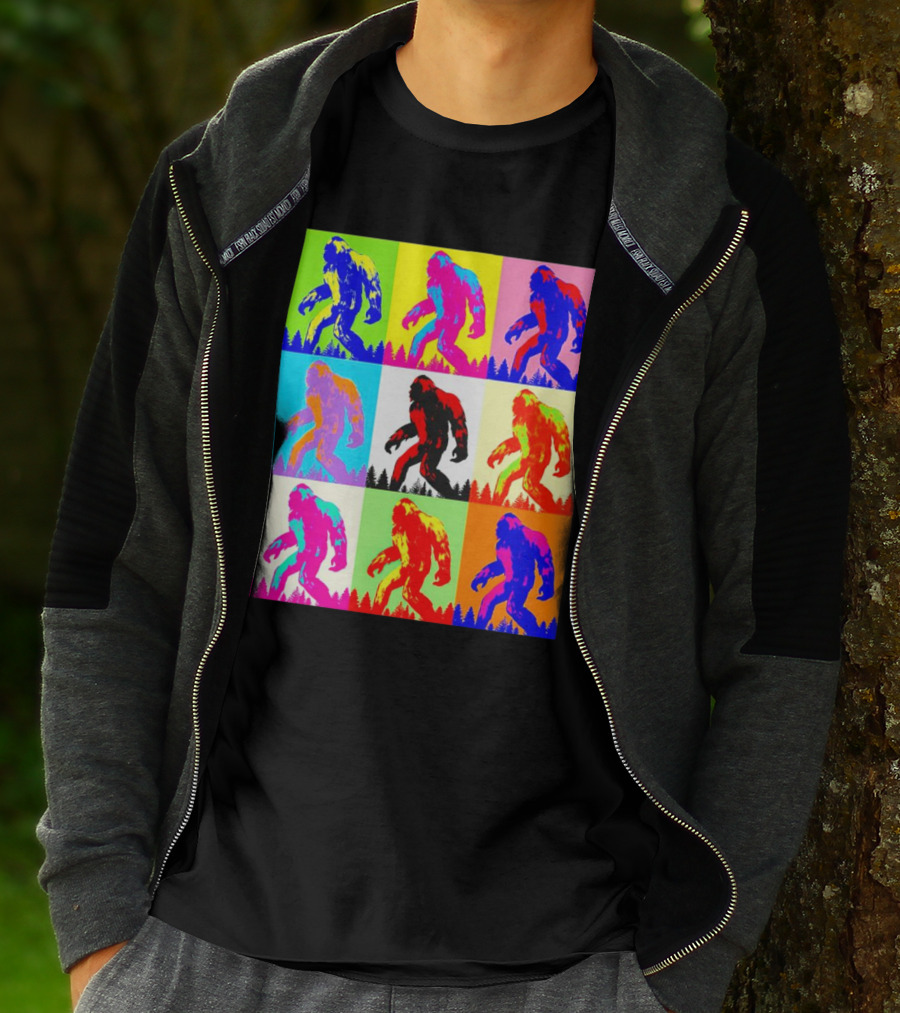 Retro Pop Art Bigfoot Sasquatch Collage T-Shirt