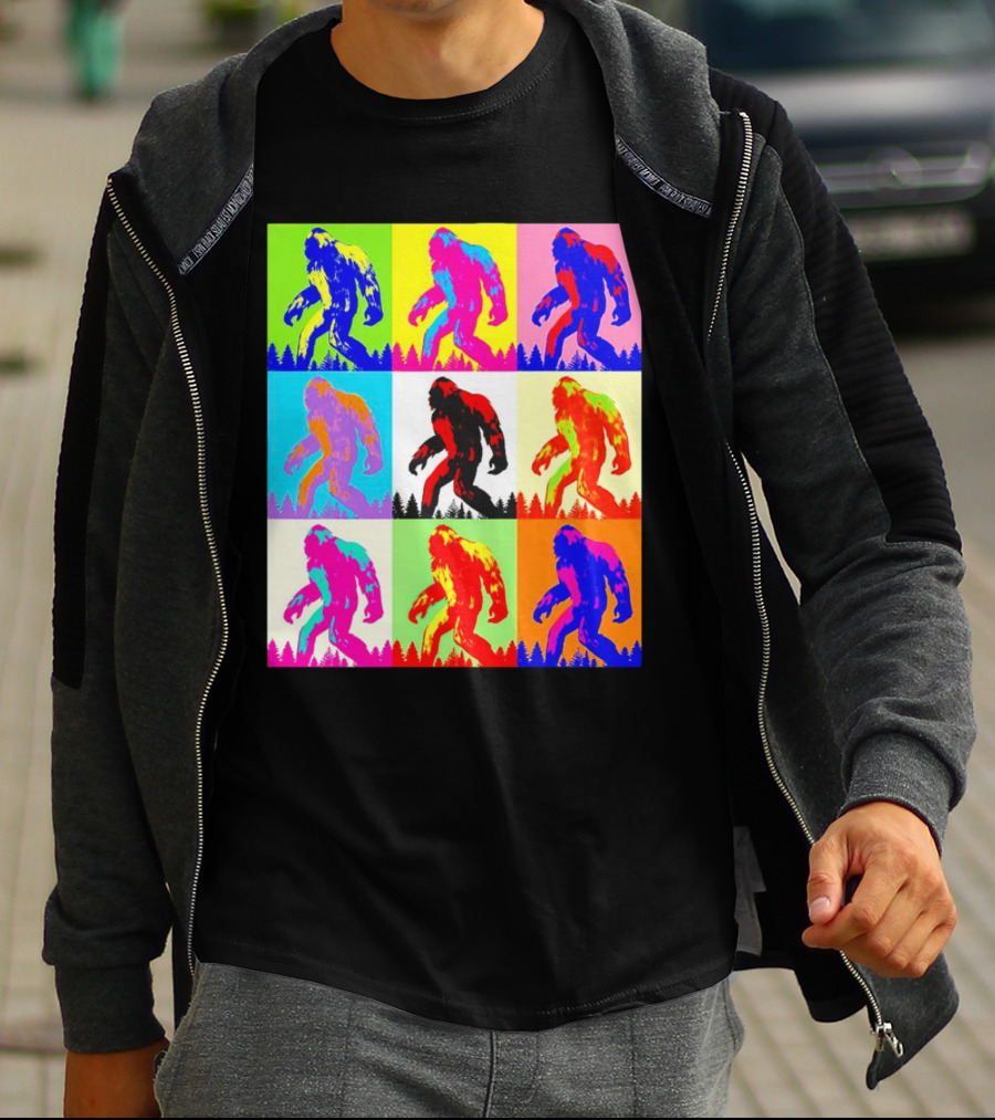 Retro Pop Art Bigfoot Sasquatch Collage T-Shirt