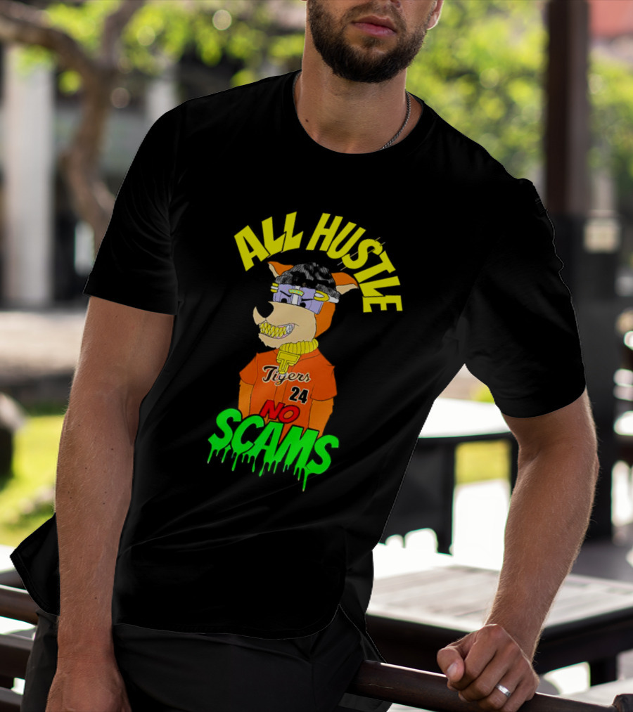 All Hustle No Scams Tigers 24 Cartoon Character T-Shirt