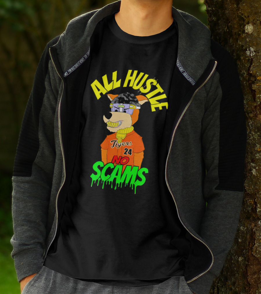 All Hustle No Scams Tigers 24 Cartoon Character T-Shirt