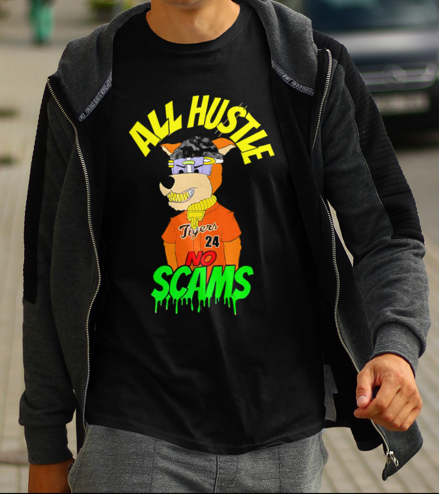 All Hustle No Scams Tigers 24 Cartoon Character T-Shirt