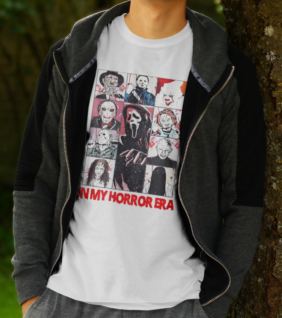 In My Horror Era Ghostface Freddy Krueger Michael Myers Pennywise Jason Chucky Pinhead Sadako Samara T-Shirt